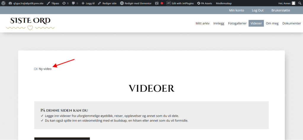 Legge inn ny video